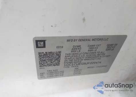 2018 Chevrolet Silverado 2500Hd Wt z USA, uszkodzony, nr VIN 1GC1CUEG5JF229474